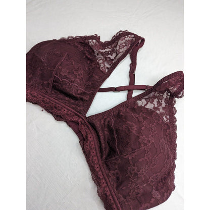 Gilly Hicks Sydney Sz L Lace Bralette Dark Purple