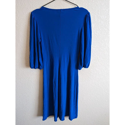 B Smart Womens Sz 6 Solid Blue Knee Length Dress Balloon Sleeve