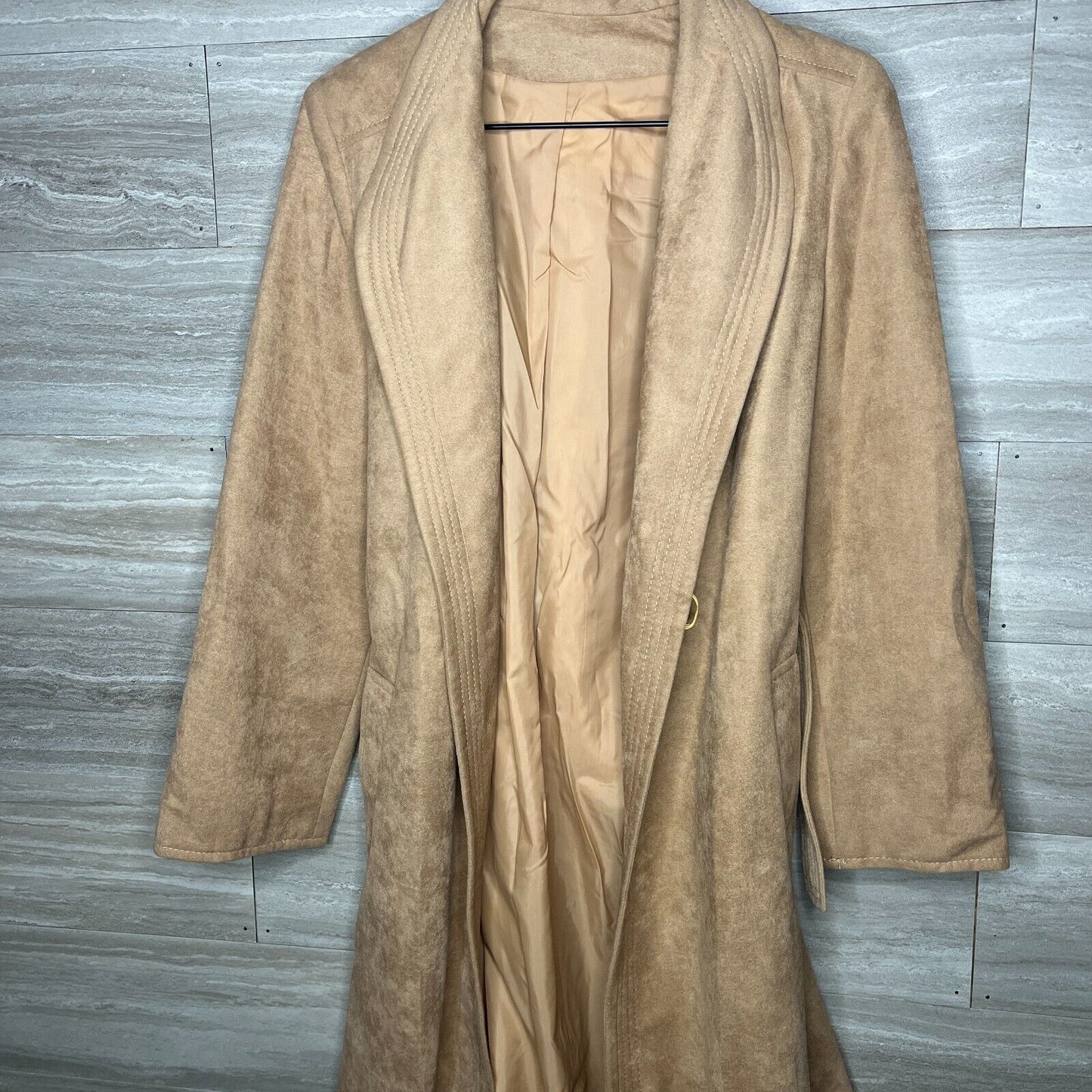 Forecaster of Boston Vintage 1960s Womens Sz M Belted Midi Coat Beige Camel