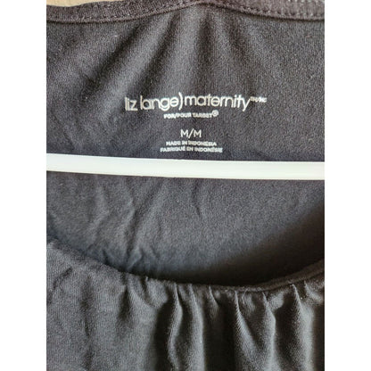 Liz Lange Maternity Womens Sz M Knee Length Solid Black Dress Short Sleeve