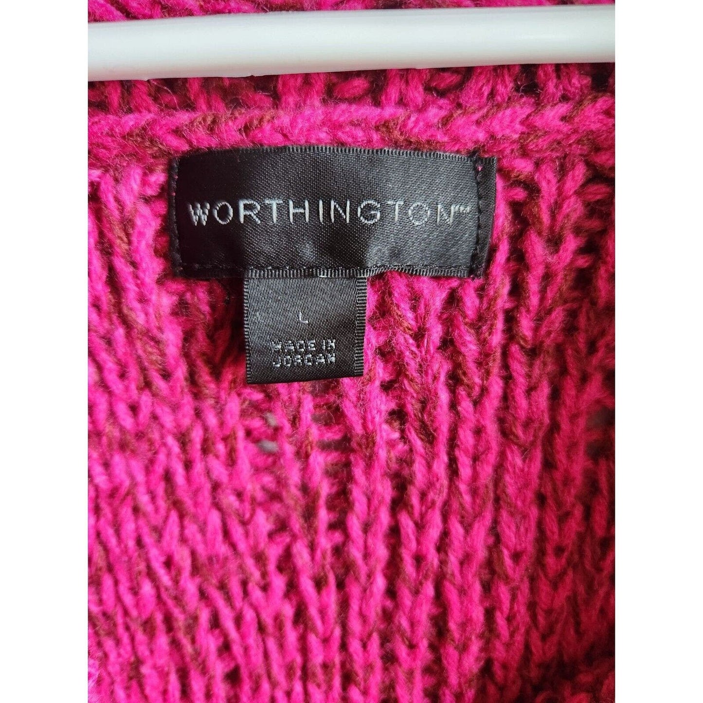 Worthington Womens Sz L Cowl Neck Sweater Dress Bright Pink Above Knee