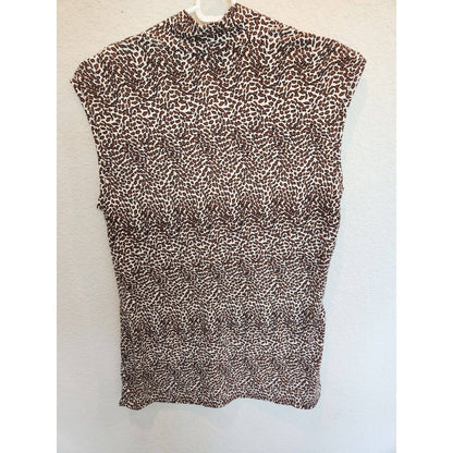 Vintage Y2K Josephine mujeres Sz M leopardo estampado blusa sin mangas