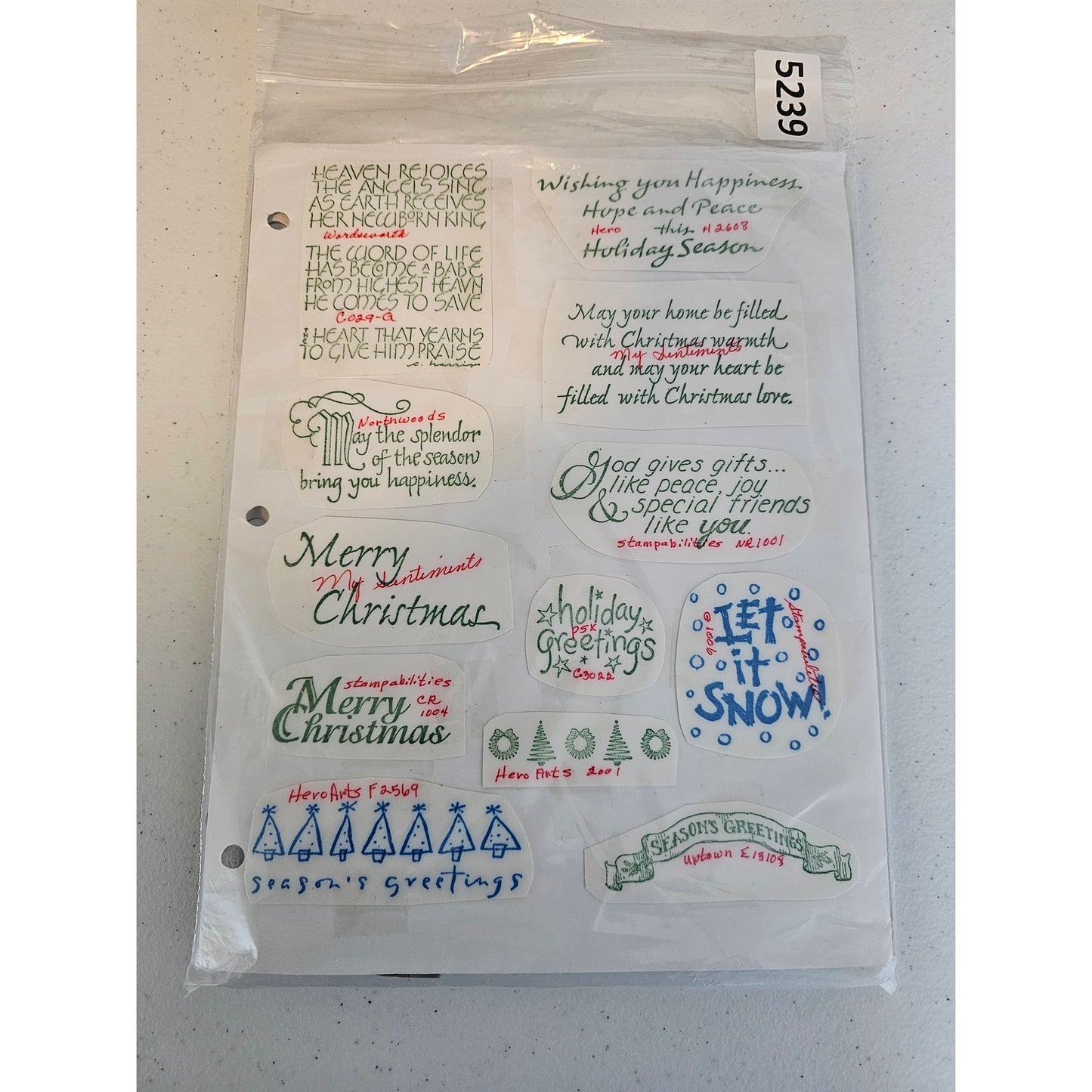 Lot of Unmounted Rubber Stamps Vintage Merry Christmas Seasons Greetings God