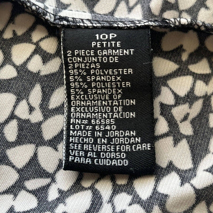 Perceptions Petite Womens Sz 10P Midi Dress Black White Belted Career