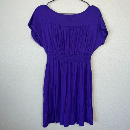 Vintage Y2K 2000s Delirious LA Womens Sz L Purple Tunic Dress V Neck