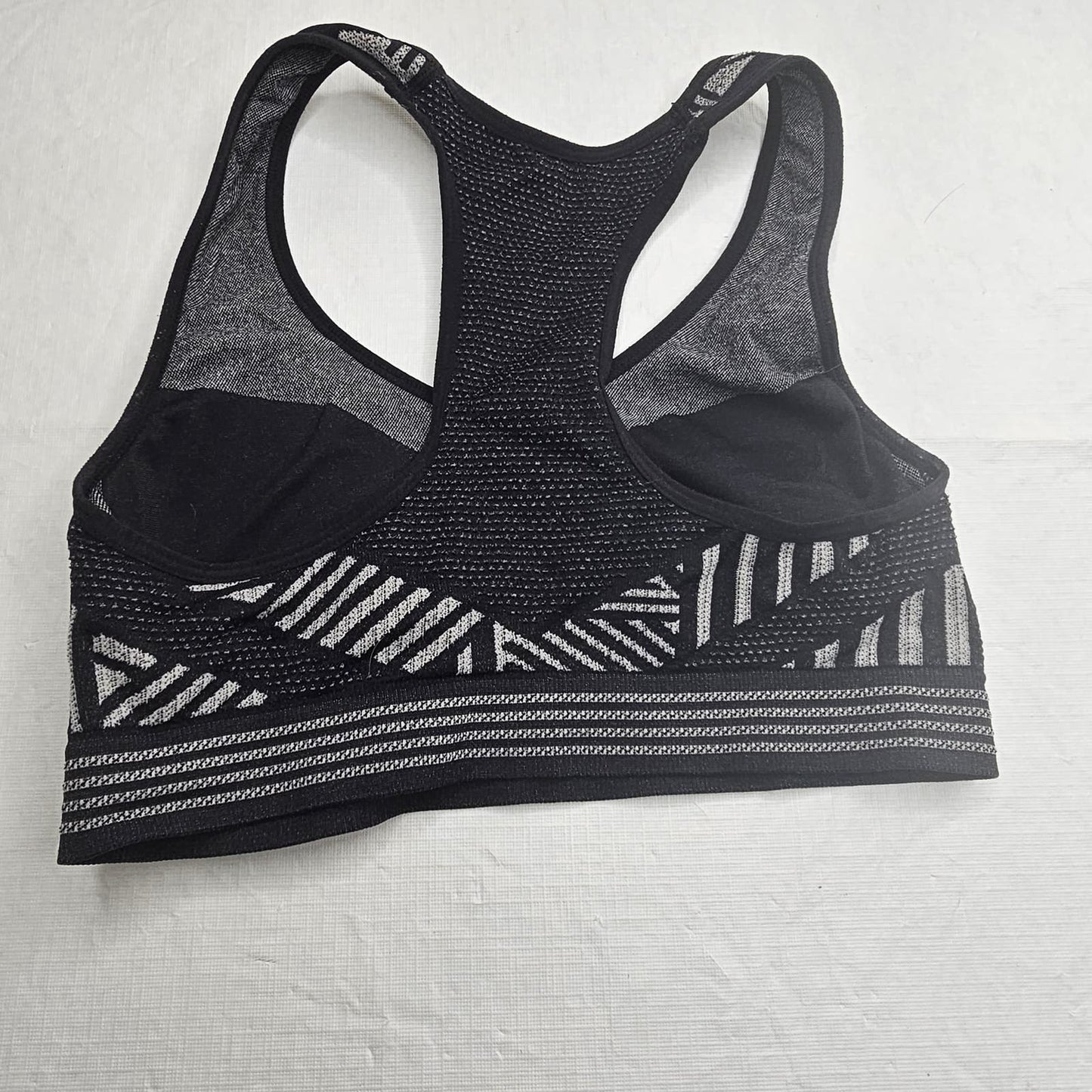 Fabletics Womens Sz S Racerback Compression Sports Bra Black Gray