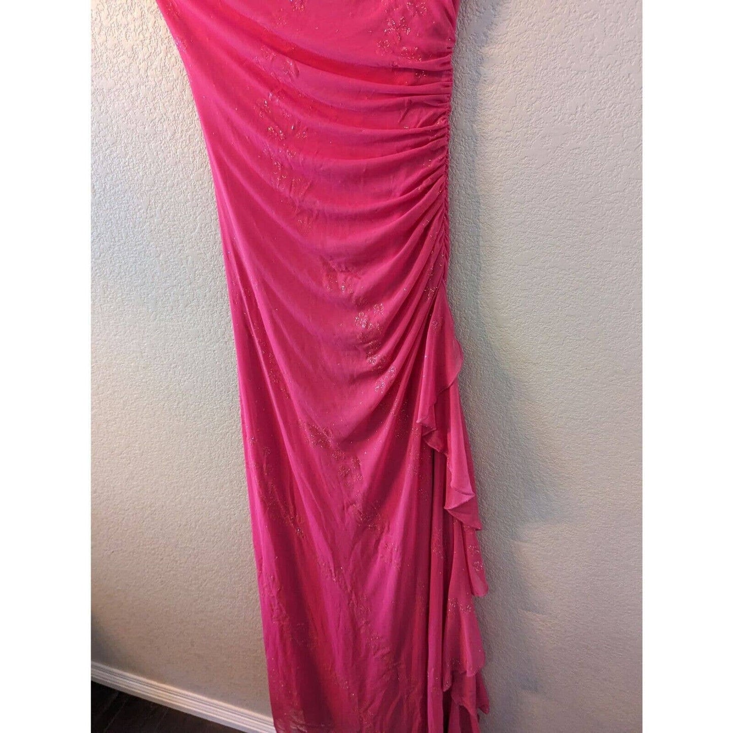 Vintage Y2K Jodi Kristopher mujeres Sz M vestido formal sin tirantes brillante rosa Glitt