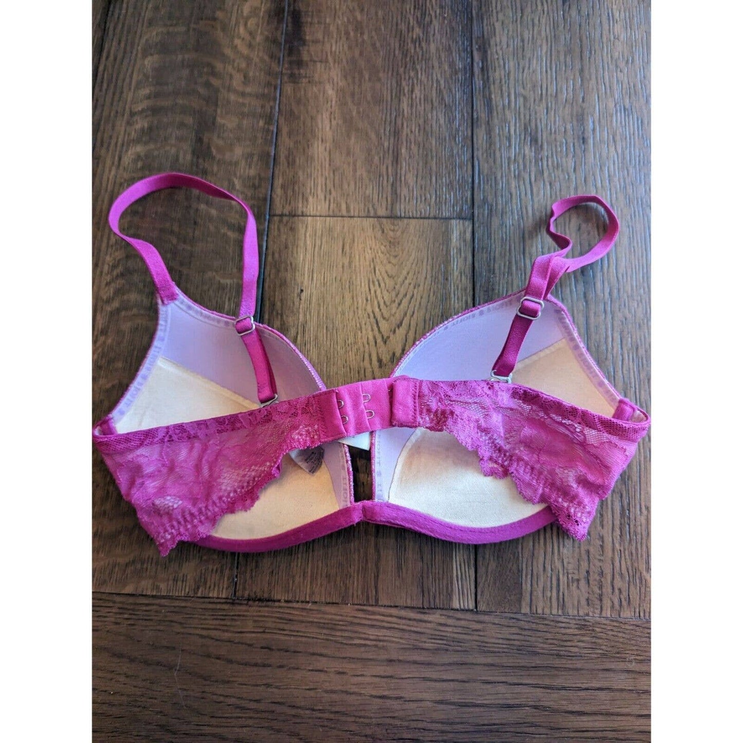 Victorias Secret Womens Sz 34C Biofit Push Up Bra Dark Pink Lace