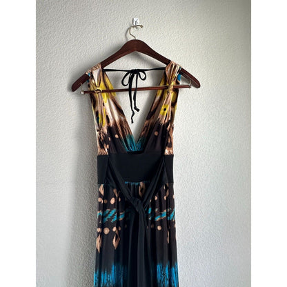 Lovely Girl Womens Sz M Maxi Dress Blue Brown Boho