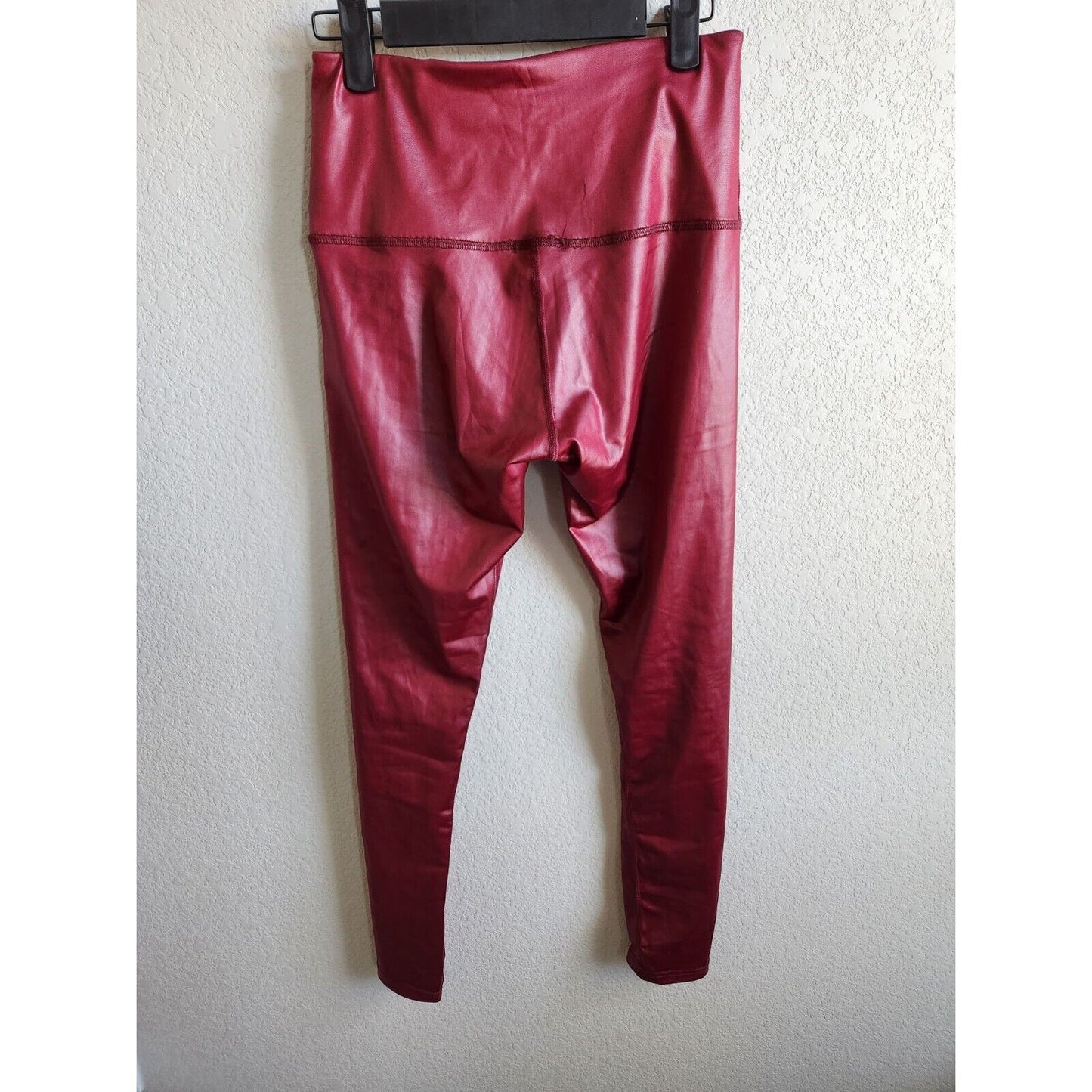 Shosho Womens Sz S Faux Leather Leggings Dark Red