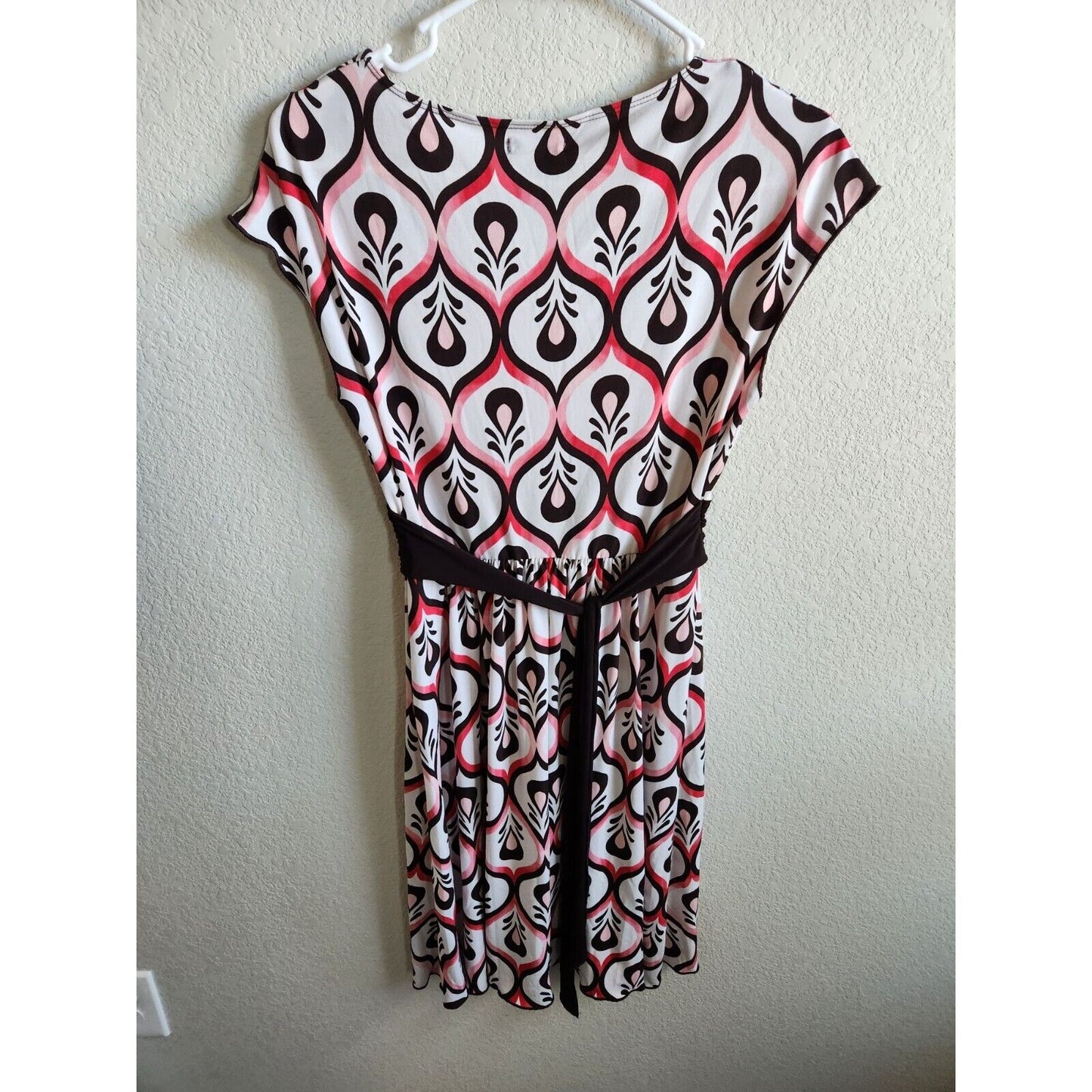 Vintage Miss Bisou Womens Sz M Knee Length Casual Dress Pink Black White