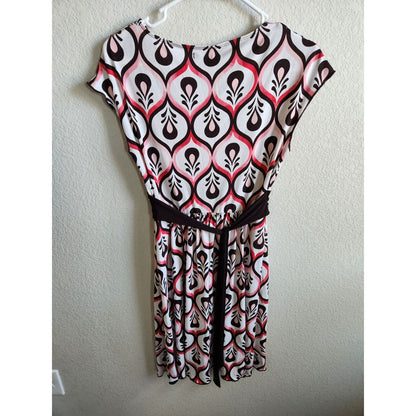 Vintage Miss Bisou Womens Sz M Knee Length Casual Dress Pink Black White