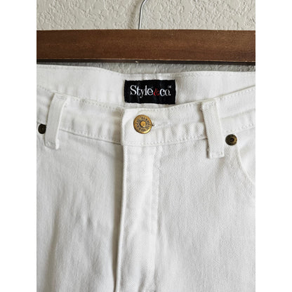 Style & Co Womens Sz 8 Cropped White Denim Jeans Capris