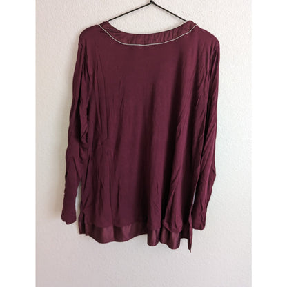 Est 1946 Womens Sz 18/20W Long Sleeve Blouse Maroon Satin Trim