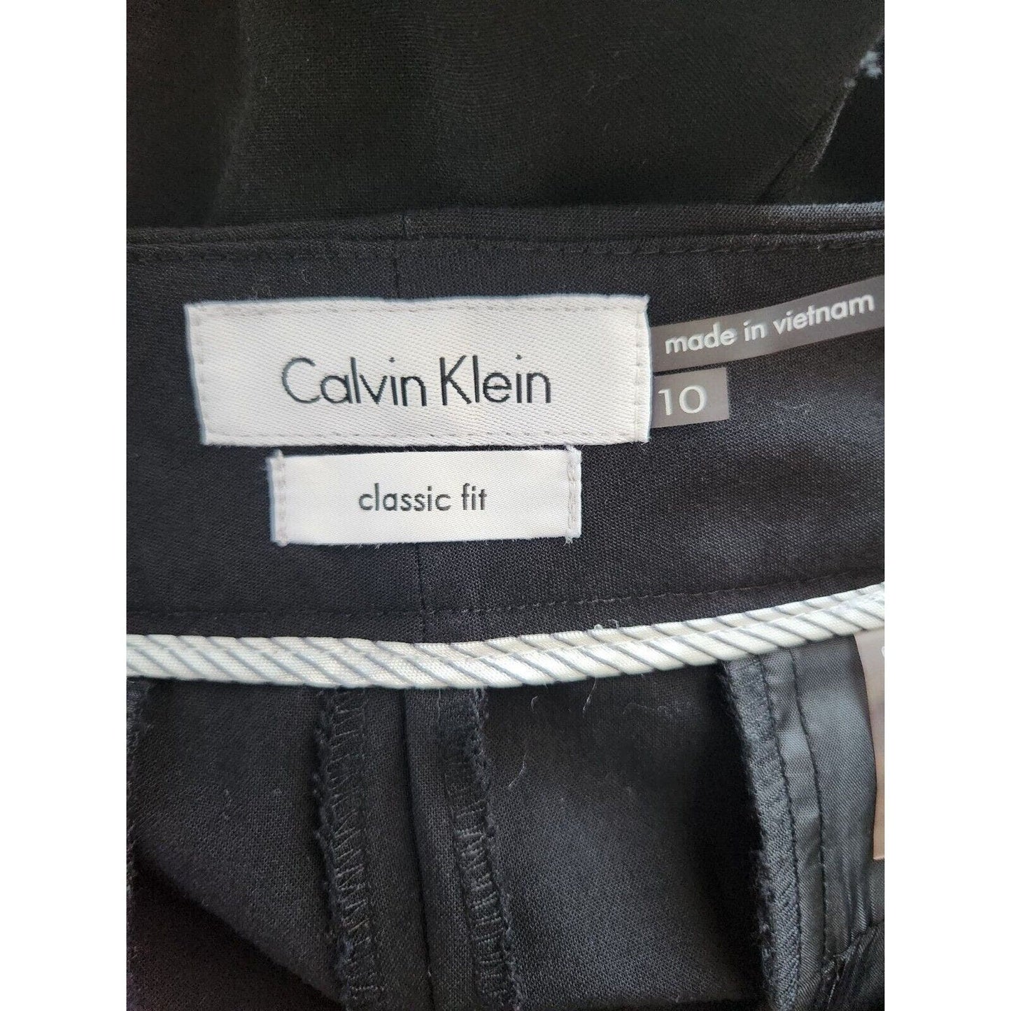 Calvin Klein Womens Sz 10 Classic Fit Career Dress Pants Solid Black Wide Leg