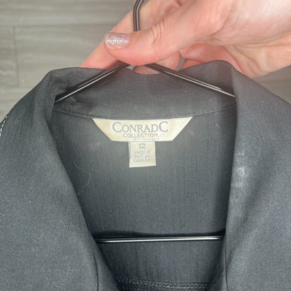 Conrad C Collection Womens Sz 12 Zip Up Western Vest Black w/ White Stitching