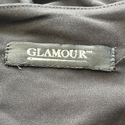 Vintage 1990s Glamour Womens Sz M Midi Dress Solid Black Long Sleeve