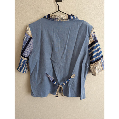 Vintage Touche 1980s Womens Sz L Button Front Denim Blouse