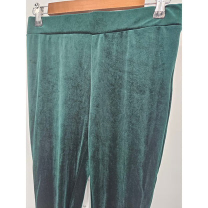 Shein Curve Womens Sz 0XL Pull On Leggings Emerald Green Velvet Velour