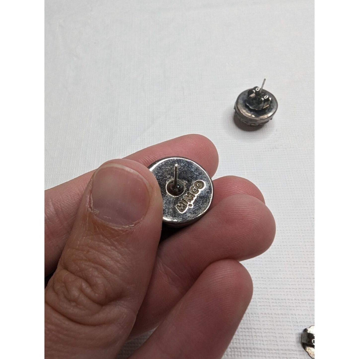 Vintage 1960s Mimco Stud Earrings Sterling Gold Stone Circkle