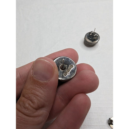 Vintage 1960s Mimco Stud Earrings Sterling Gold Stone Circkle