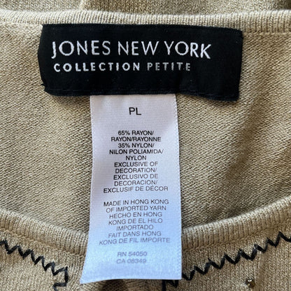 VTG Jones New York Collection Petite PL Long SLeeve T Shirt Blouse Olive