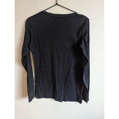 Casalon Womens Sz M Long Sleeve Crewneck T Shirt Solid Black