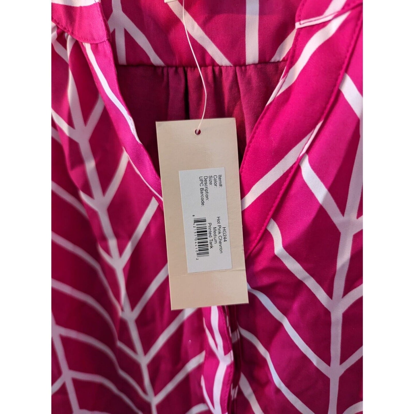 Hanna & Gracie Womens Sz M Hot Pink Chevron Sleeveless Blouse NEW
