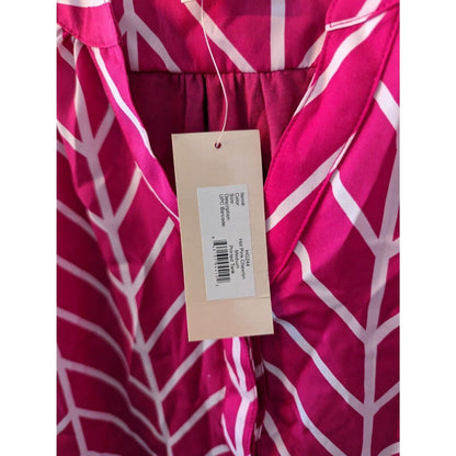 Hanna & Gracie Womens Sz M Hot Pink Chevron Sleeveless Blouse NEW