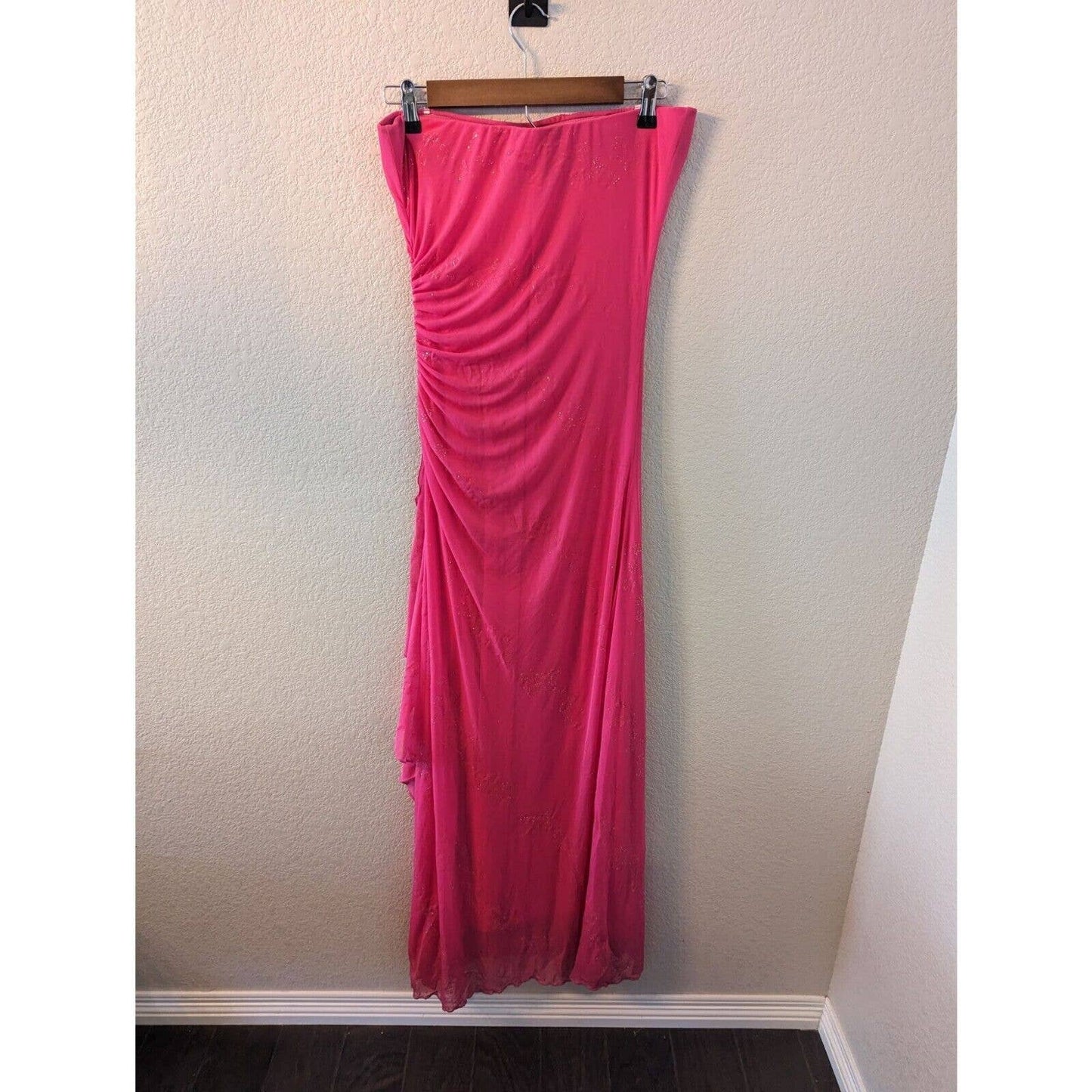 Vintage Y2K Jodi Kristopher mujeres Sz M vestido formal sin tirantes brillante rosa Glitt