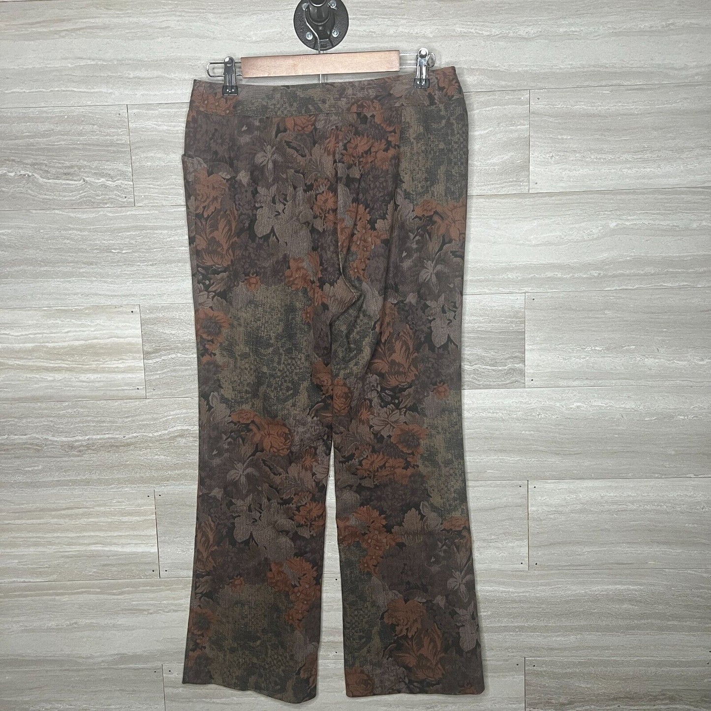 Peter Nygard Collection Womens Sz 10 Straight Leg Brown Floral Pants