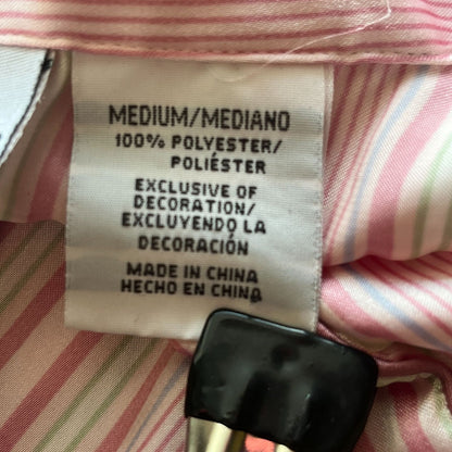 Jaclyn Smith Sleepwear Womens Sz M Satin Pajama Set Striped Pink