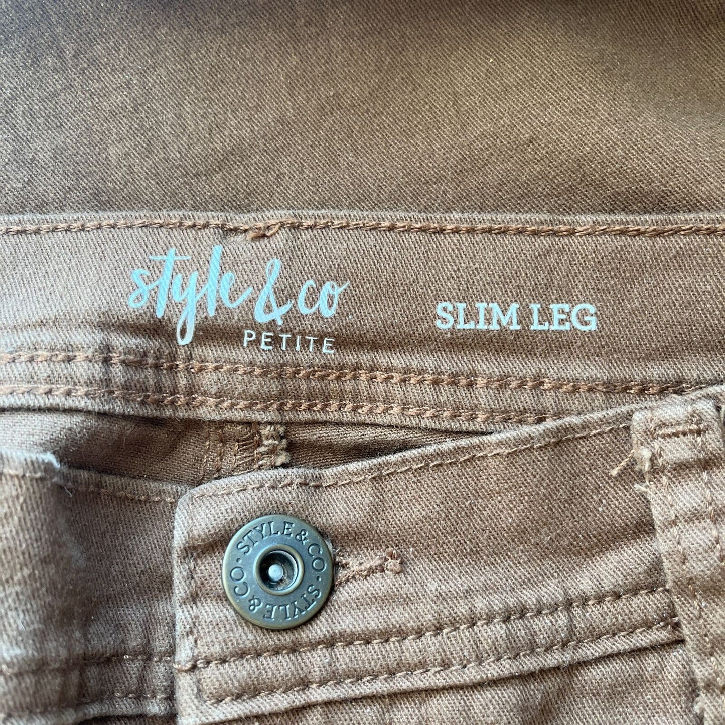 Style & Co Petite 6P Slim Leg Jeans Brown Straight Leg