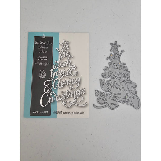 Memory Box We Wish You Merry Christmas Steel Craft Die Elegant Script Tree