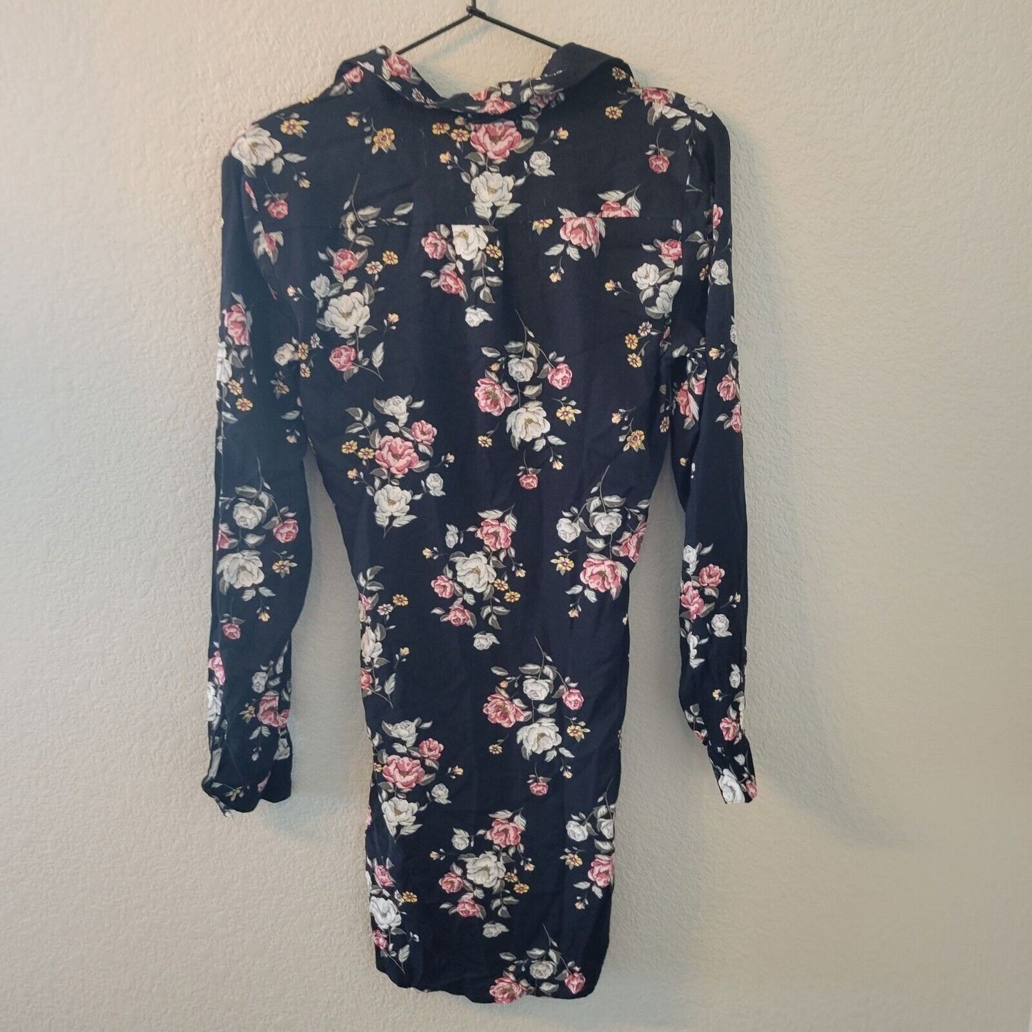 Divided for H&M Womens Sz 4 Long Sleeve Mini Dress Floral Button Down NEW