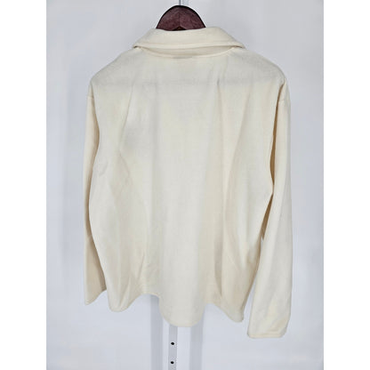 Decorated Originals Womens Sz 1X Fleece Jacket Cream Cardinal Bird Embellished