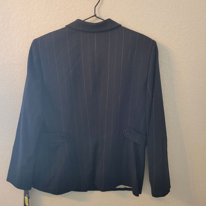 Vintage 1990s Kasper Petite 12P Skirt Suit Set Black Pinstripe Career