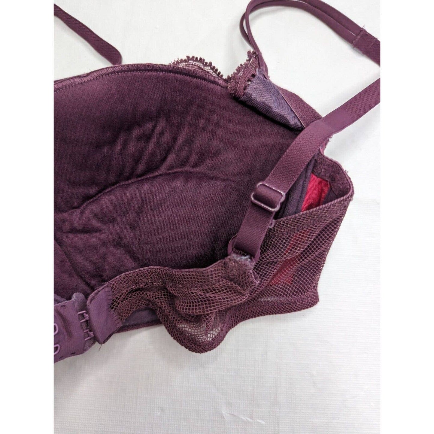 Victorias Secret Womens Sz 34C Padded Push Up Bra Pink Purple Lace