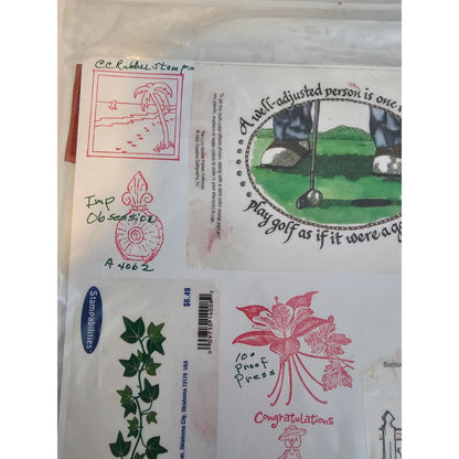 Lot of Unmounted Rubber Stamps Vintage Golfing Picket Fence Ivy Border