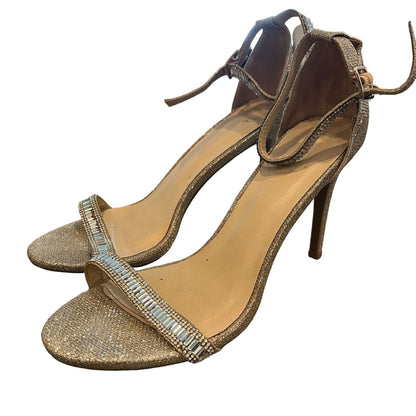 Wild Diva Lounge Womens Sz 10 Gold Silver Glitter Heels Ankle Strap