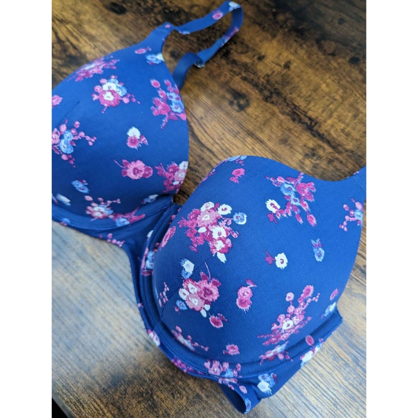 Ambrielle Womens Sz 38D Everyday Full Coverage Bra Blue Floral