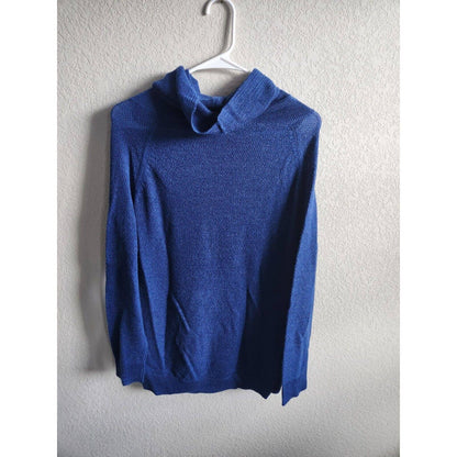 Coldwater Creek Womens Sz M Cowl Neck Sweater Lightweight Solid Blue