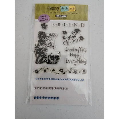 Hero Arts Archivers Clear Stamp Embellishment Set Friend Floral