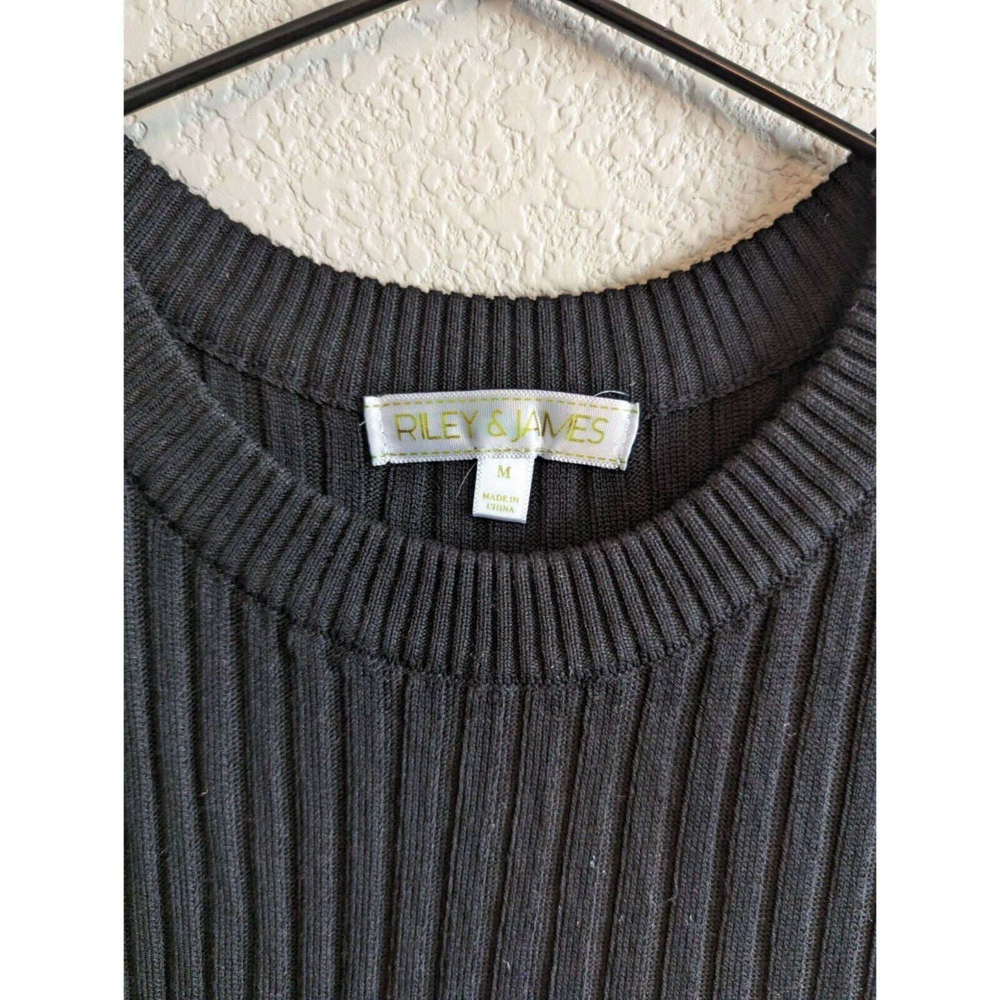 Riley & James Womens Sz M Fitted Sweater Dress Black Ribbed Y2K Midi