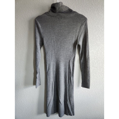 United Colors of Bennetton Womens Sz S Knee Length Sweater Dress Gray Ribbed