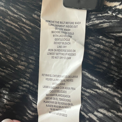 Rewind Womens Sz M Sleeveless Knit Dress Black Gray Rose Belted A Line