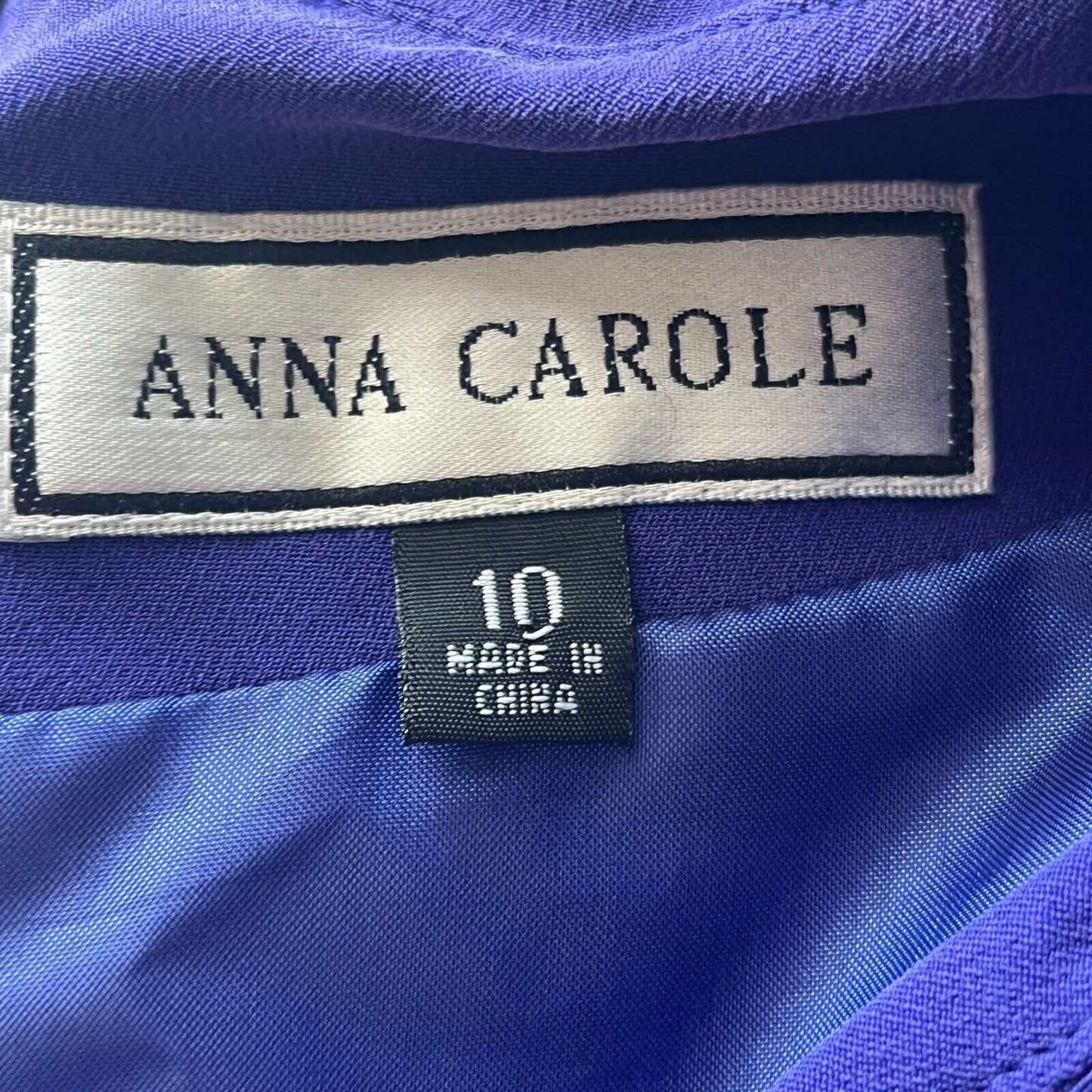 Vintage Anna Carole Womens Sz 10 Solid Blue Knee Length Dress Long Sleeve