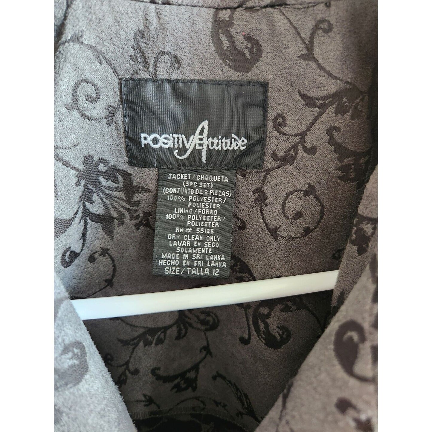 Vintage Positive Attitude Womens Sz 12 Button Front Jacket Gray Floral