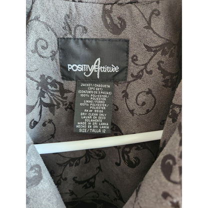 Vintage Positive Attitude Womens Sz 12 Button Front Jacket Gray Floral