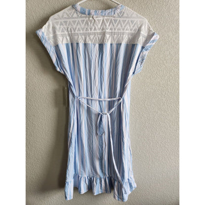 No Boundaries Juniors Sz M Knee Length Summer Dress Light Blue White Striped
